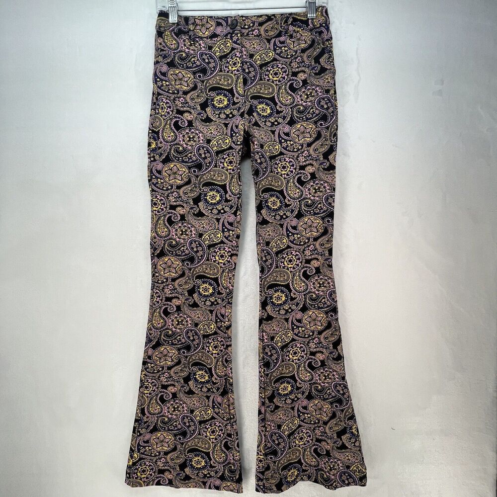 ModCloth Flare Leg Pants Womens “Way Out Yonder” Paisley Boho 70s